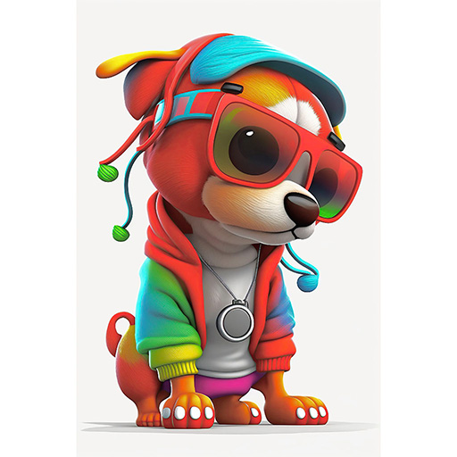 Paint a Pup colorful mascot